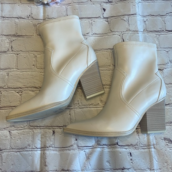 MIA Cream Heeled Booties - Picture 5 of 6